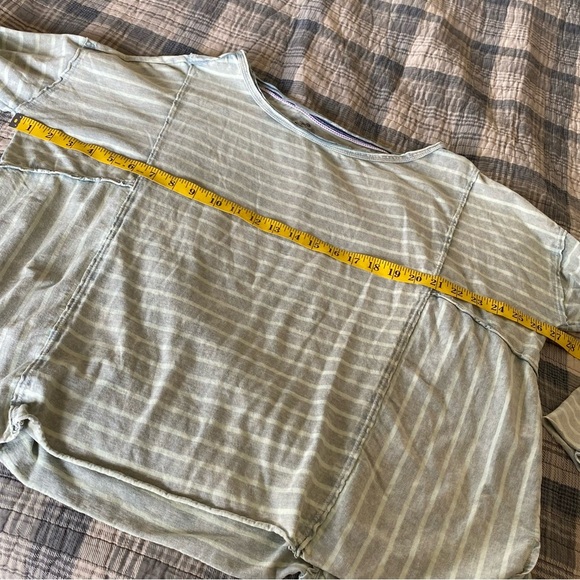 Pilcro The Riley Top Scoop Neck Green Striped Cotton Relaxed Fit 3/4 Sleeves: M - Picture 10 of 12